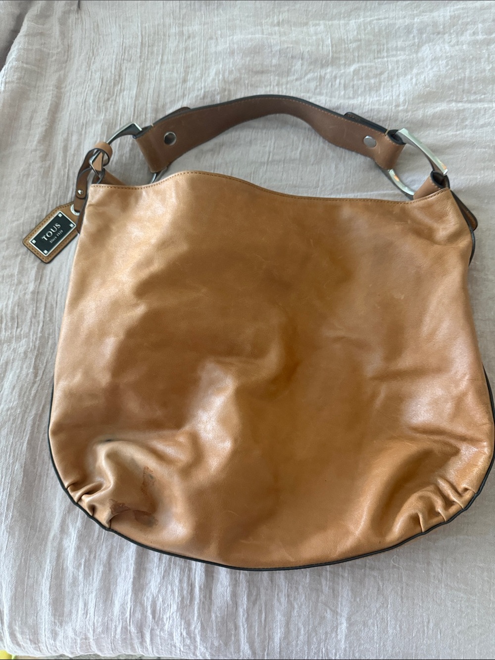 Tous Tan Leather Hobo Shoulder Bag